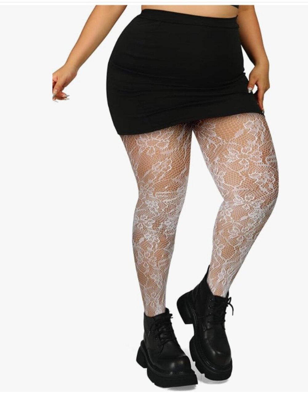 Floral Lace Plus Size Tights